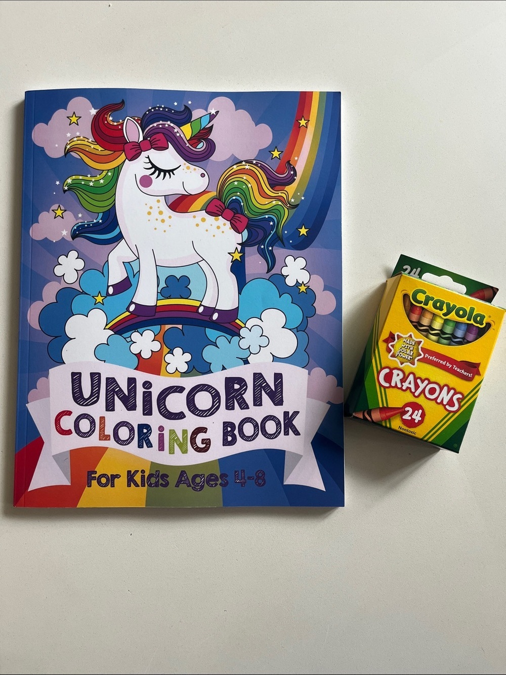 UNICORN COLORING BOOK and Crayola Crayon Set of 24